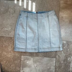 Light wash denim mini skirt